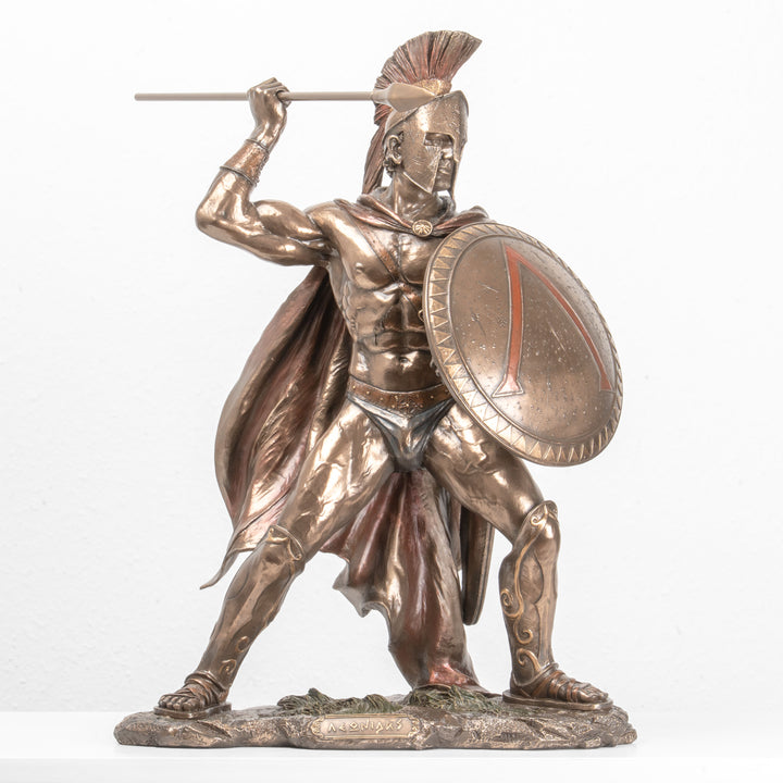Leonidas Griechischer Krieger Skulptur – Held von Thermopylen (Gross, Bronzierte Skulptur aus Kunstharz)