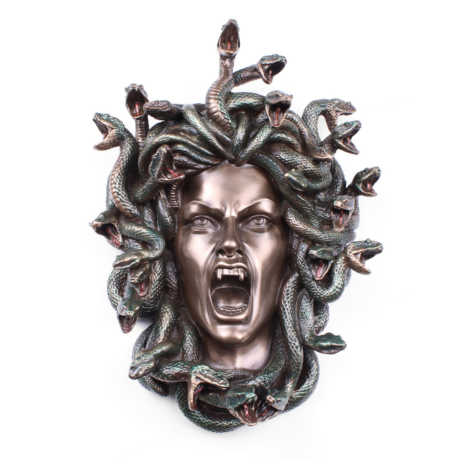 Medusa Kopf Wandrelief (Kaltguss-Bronze Skulptur)