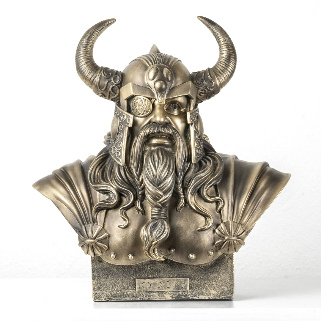Odin Büste — Allvater der nordischen Götter (Statue mit Bronze-Finish)