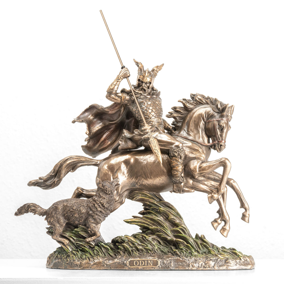 Odin auf Sleipnir Statue — Allvater der nordischen Götter (Kaltgussbronze-Skulptur)