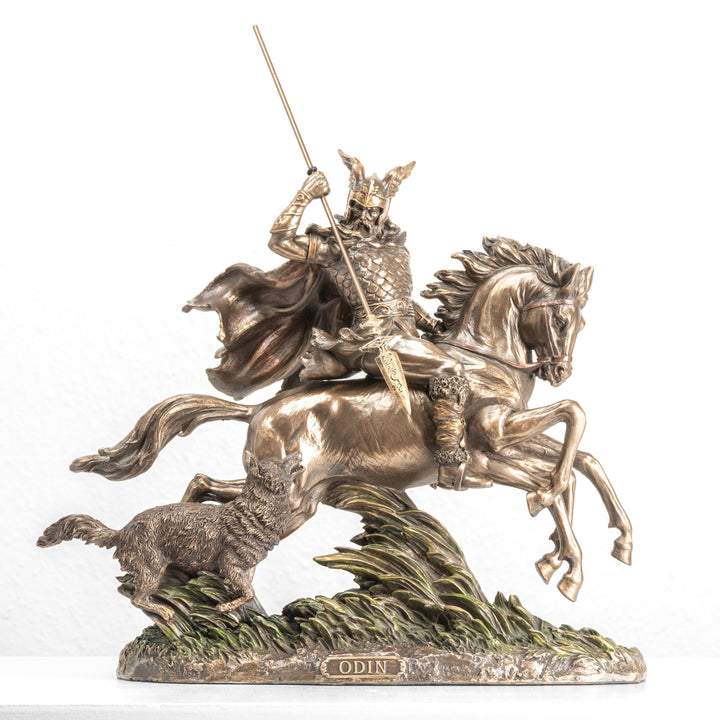 Odin auf Sleipnir Statue — Allvater der nordischen Götter (Kaltgussbronze-Skulptur)