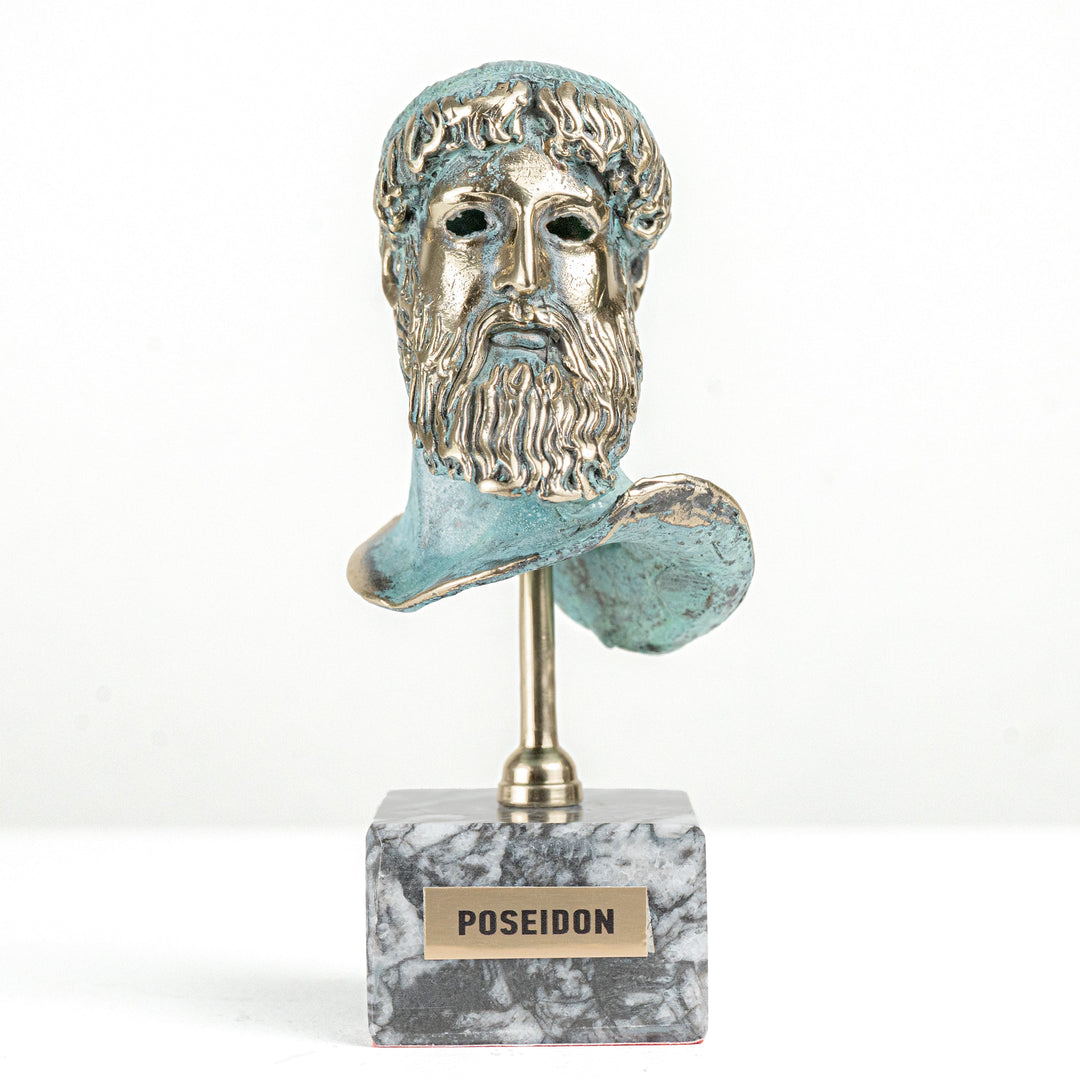 Poseidon Buste – Gott des Meeres (Messing Skulptur)