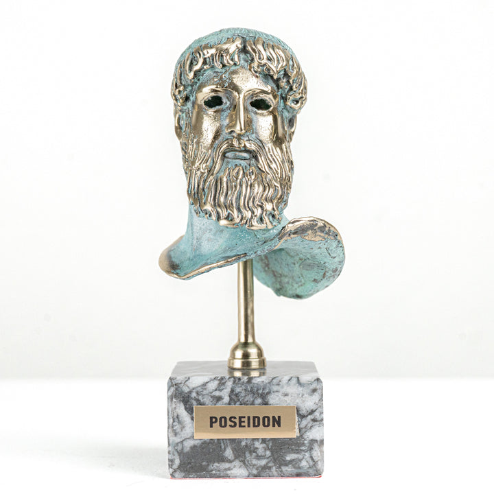 Poseidon Buste – Gott des Meeres (Messing Skulptur)