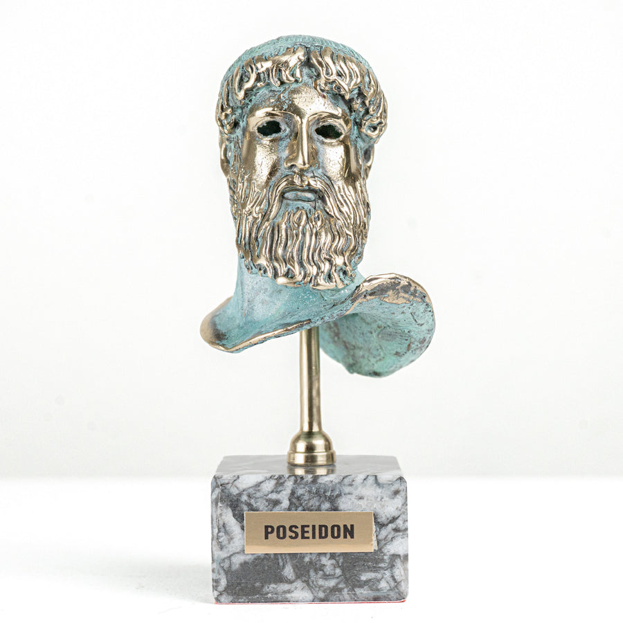 Poseidon Buste – Gott des Meeres (Messing Skulptur)