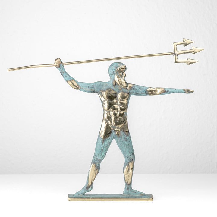 Poseidon Statue — Griechischer Gott des Meeres mit Dreizack (Messingskulptur)