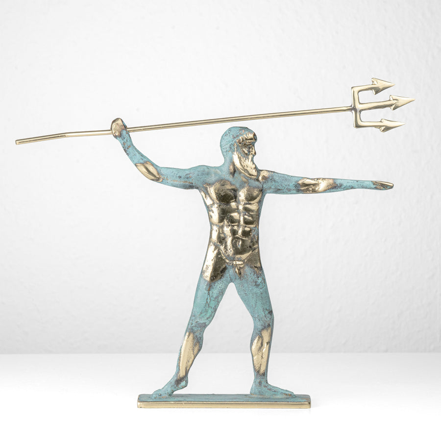 Poseidon Statue — Griechischer Gott des Meeres mit Dreizack (Messingskulptur)