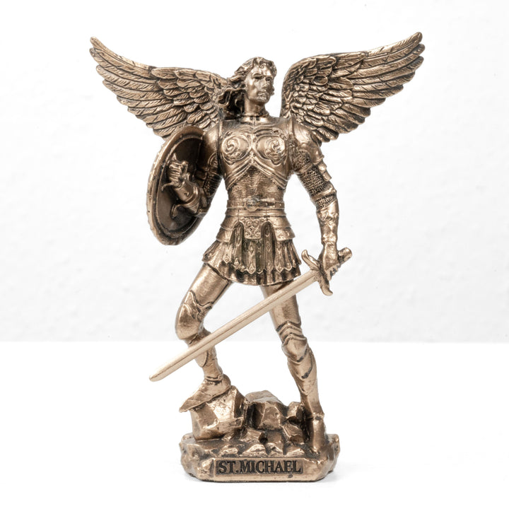 Heiliger-Michael-Erzengel-Figur – Verteidiger des Himmels (kleine Statue aus Kaltgussbronze)