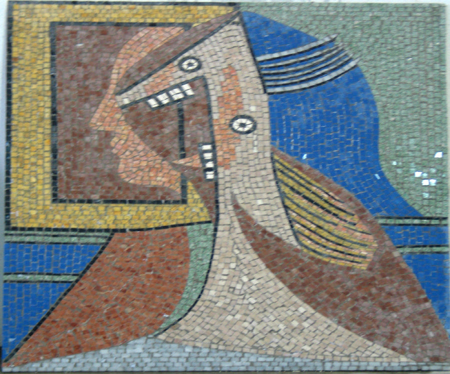 Frauenbüste und Selbstbildnis Zeitgenössisches Marmor-Mosaik (Picasso)