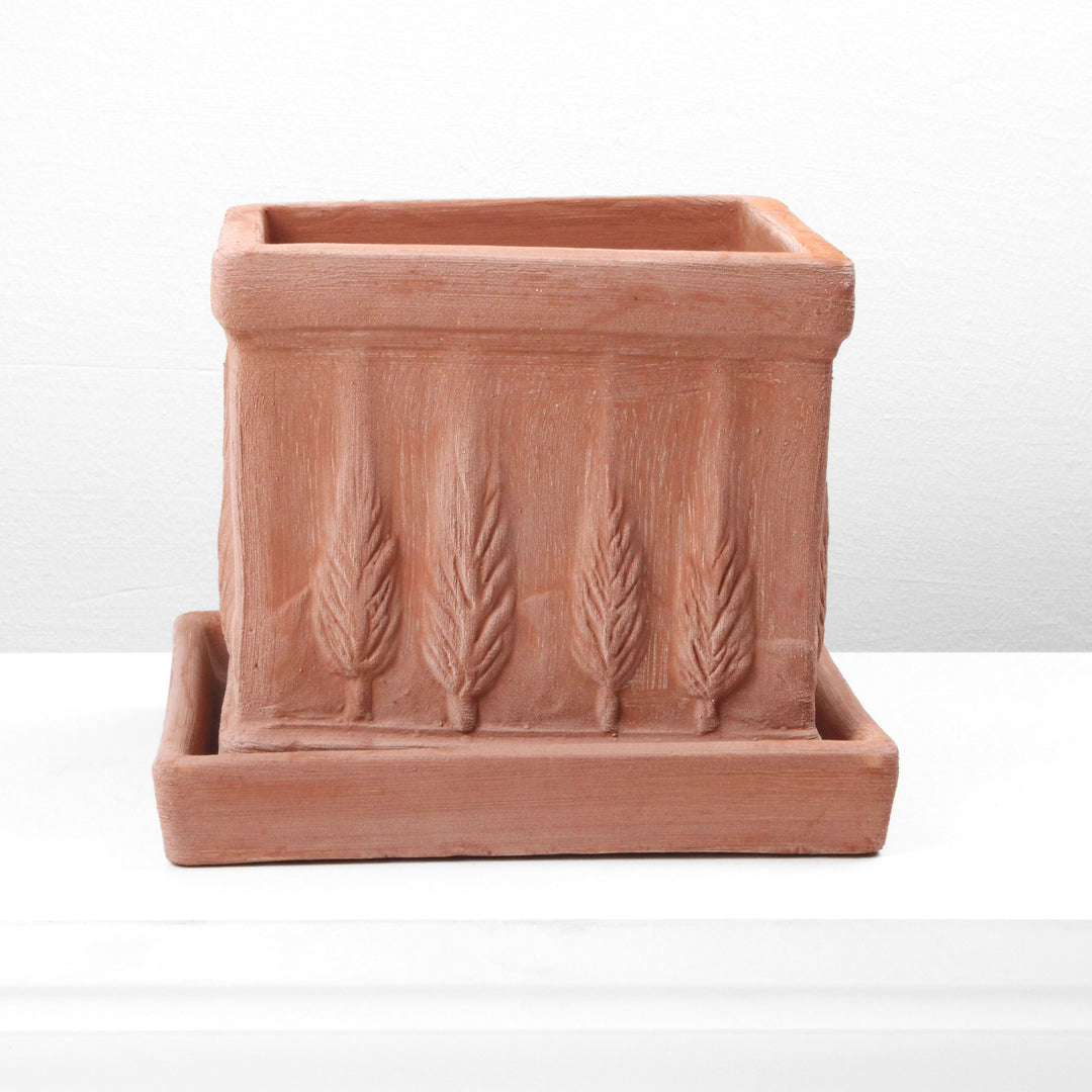 Kleine Quadratische Terrakotta Vase