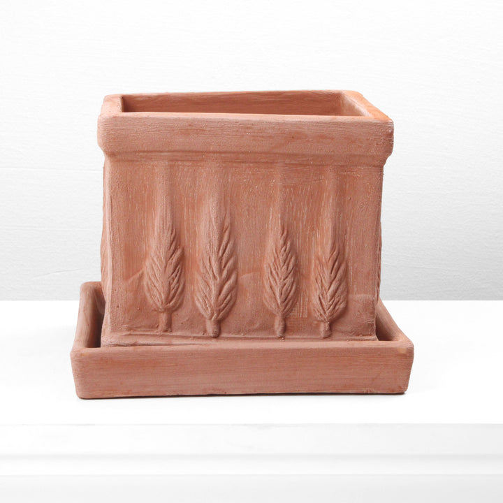 Kleine Quadratische Terrakotta Vase