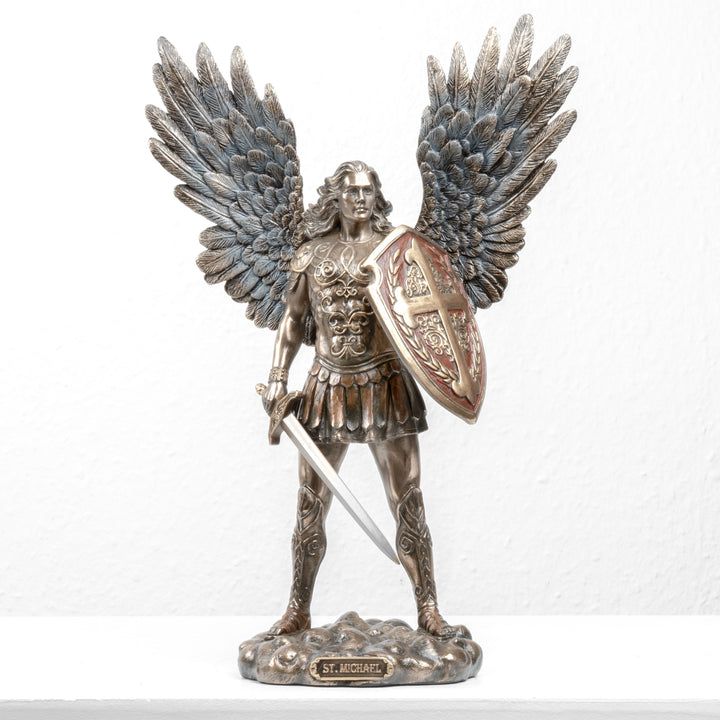Skulptur des Erzengels Michael – Beschützer des Himmels (Kaltguss-Bronze, klein)