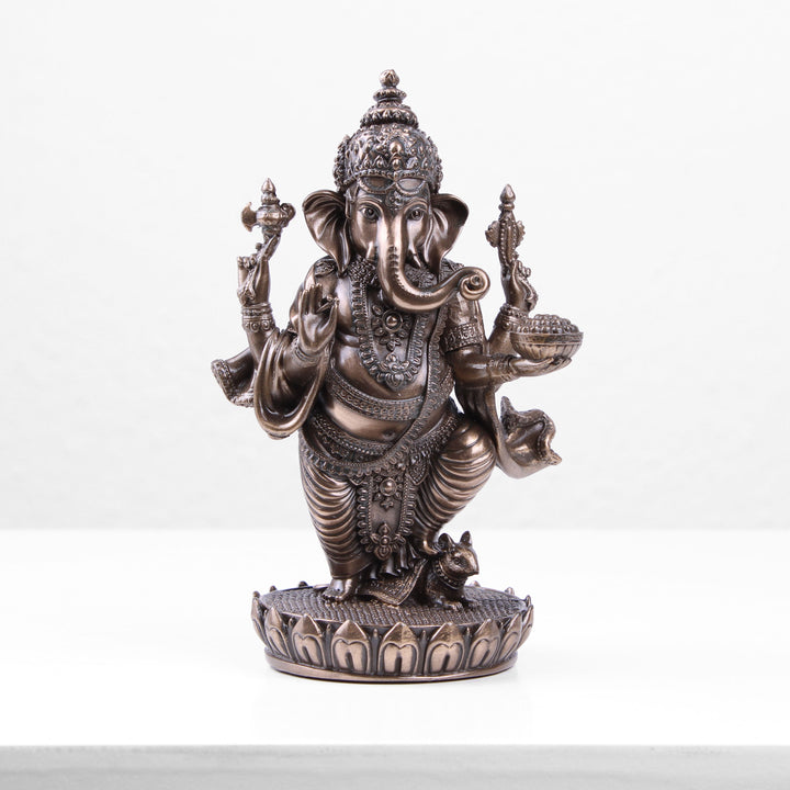 Stehender Ganesha auf Lotos Sockel (Kaltguss-Bronze Skulptur)