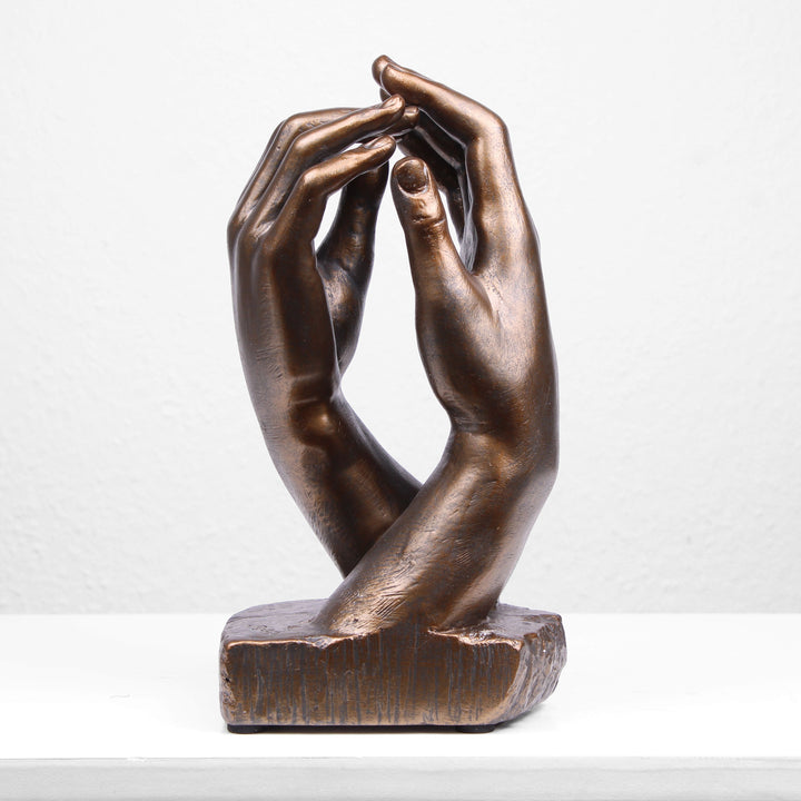 Die Kathedralen-Hand Statue von Rodin (Bronzierte Skulptur aus Kunstharz) – Groß