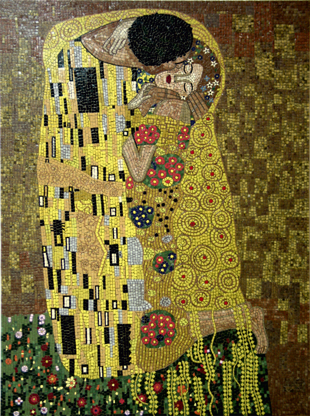 Der Kuss Zeitgenössisches Marmor-Mosaik (Klimt)