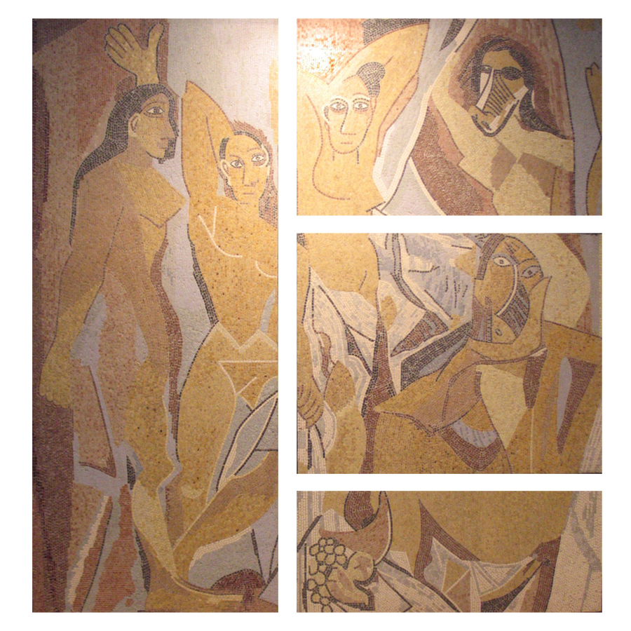 Die Damen von Avignon Zeitgenössisches Marmor-Mosaik (Picasso)
