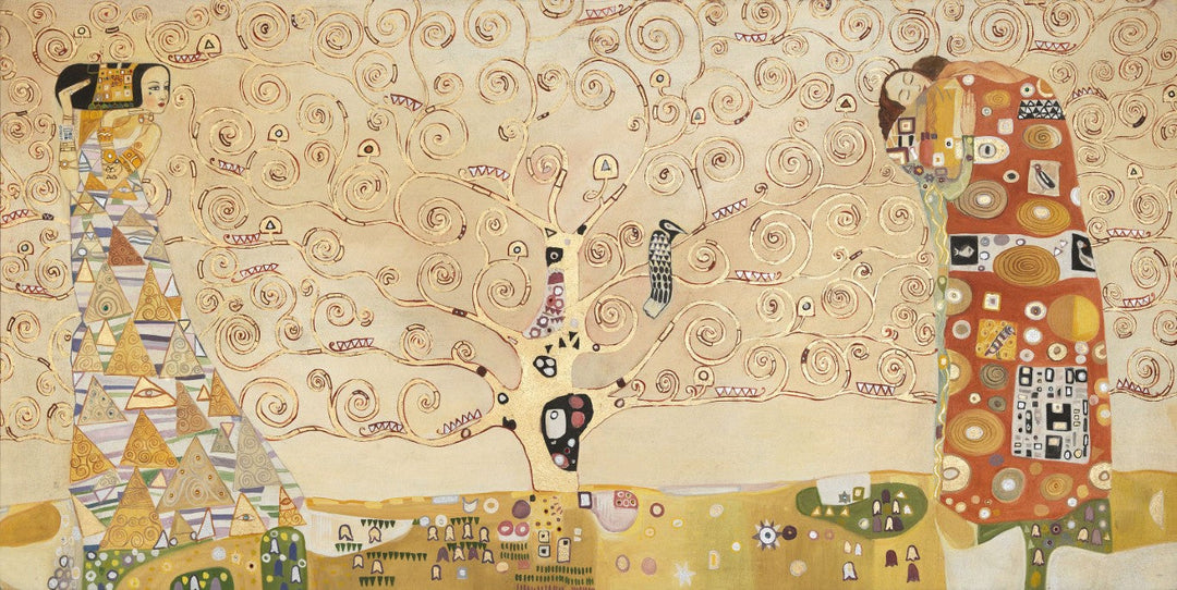 Baum des Lebens Zeitgenössisches Fresko Gemälde von Gustav Klimt (mit Blattgold und Swarovski)