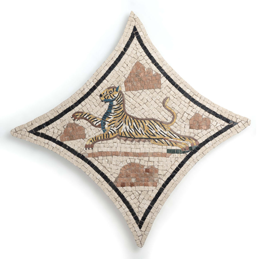 Tiger Marmor-Mosaik (Fragment)