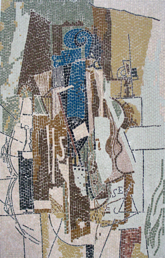 Geige im Café Zeitgenössisches Marmor-Mosaik (Picasso)