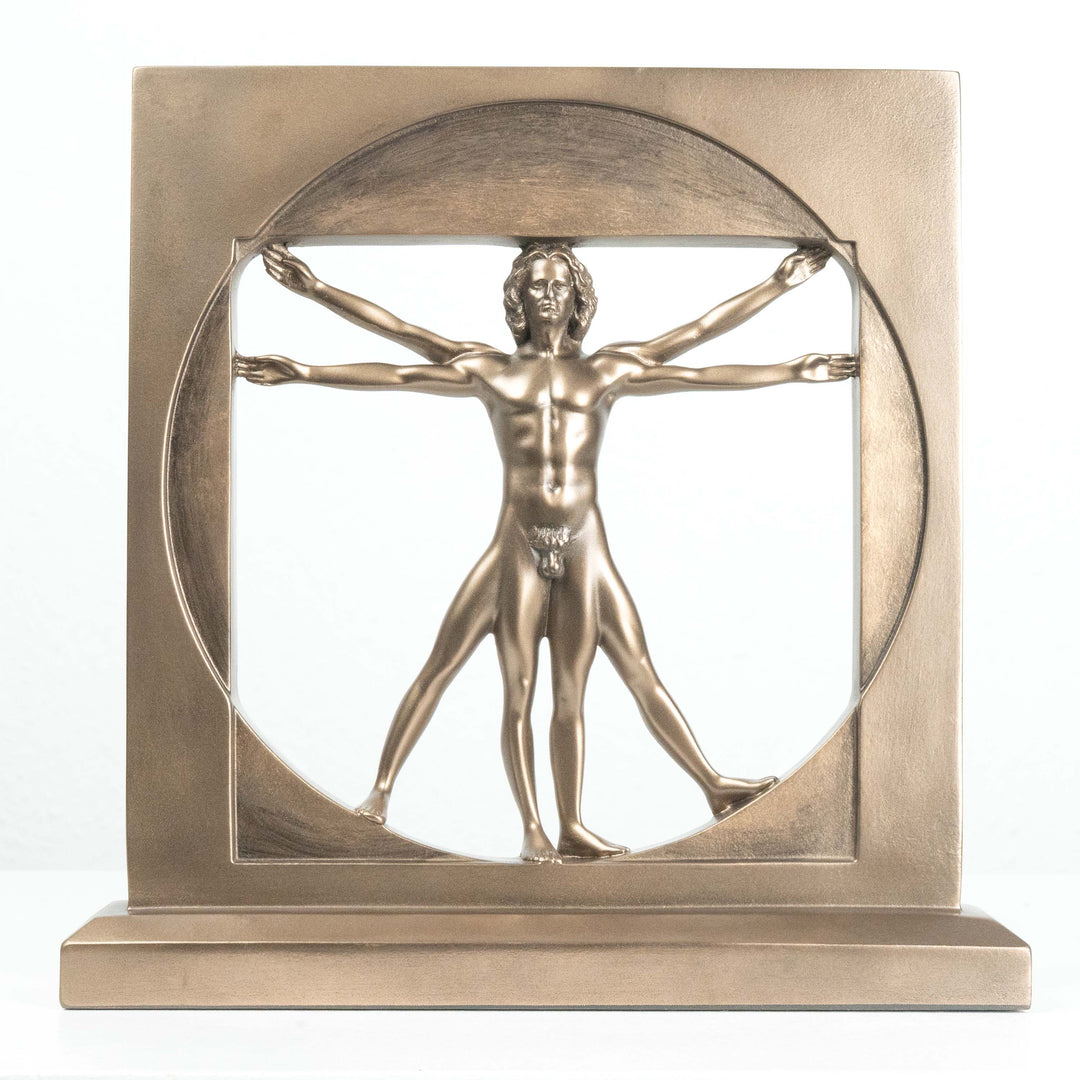Vitruvianischer Mensch von Da Vinci (Bronzierte Skulptur aus Kunstharz)