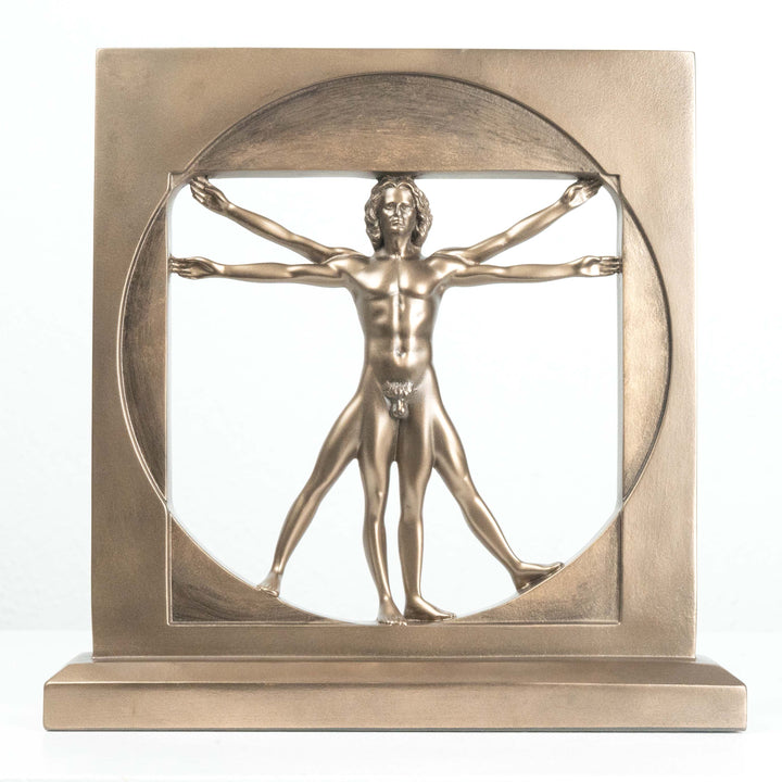 Vitruvianischer Mensch von Da Vinci (Bronzierte Skulptur aus Kunstharz)
