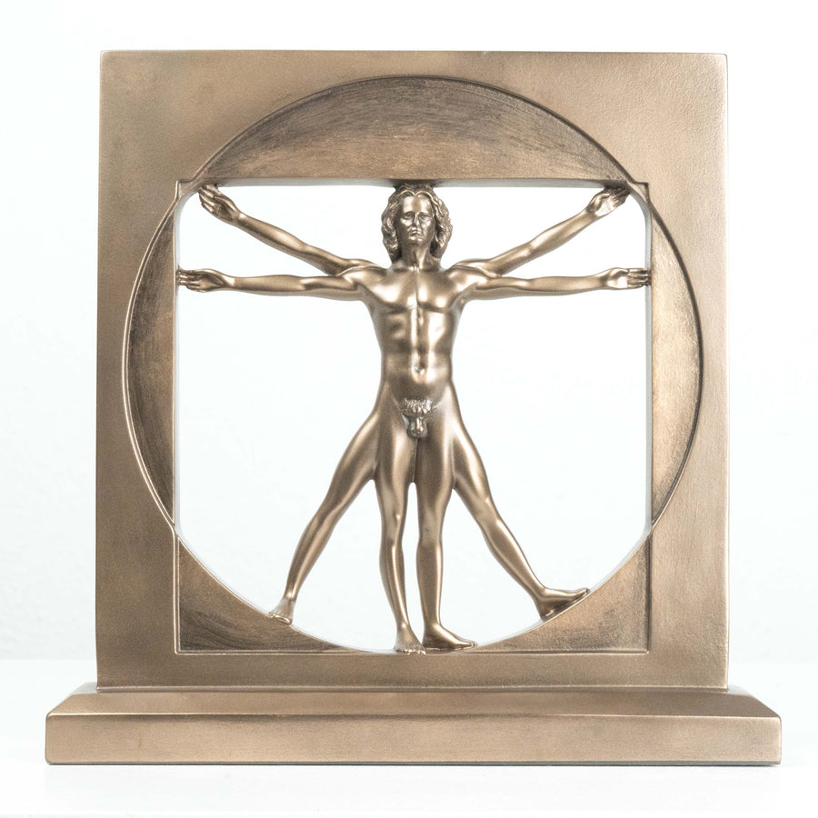 Vitruvianischer Mensch von Da Vinci (Bronzierte Skulptur aus Kunstharz)