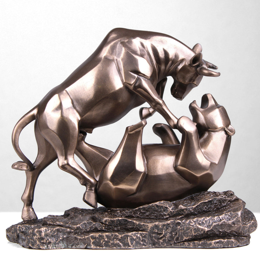 Börsen Stier und Bär (Bronzierte Skulptur aus Kunstharz)