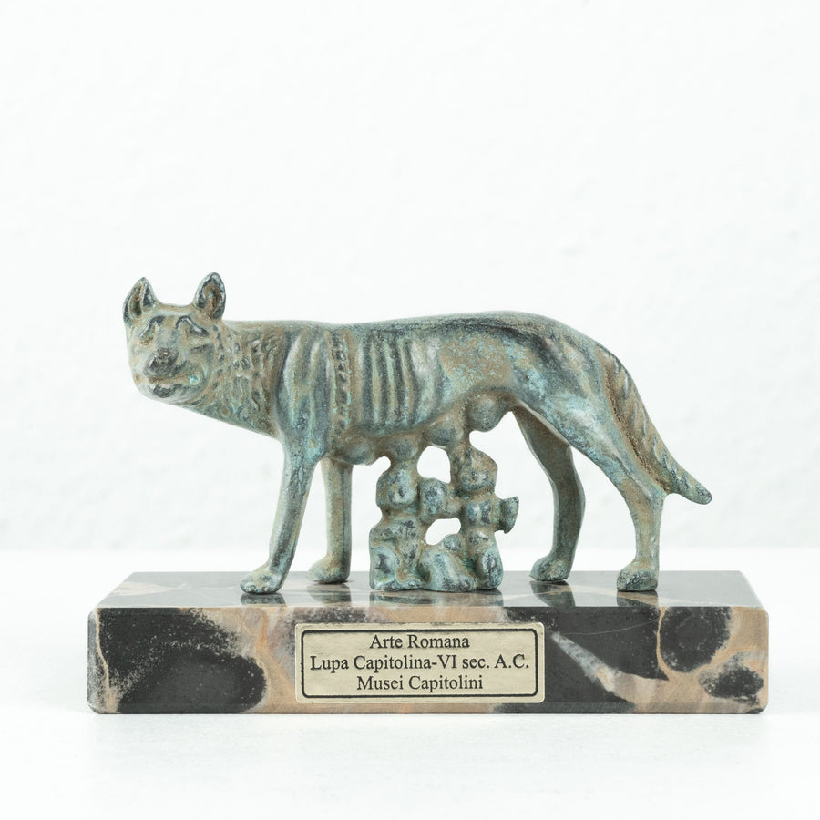 Römische Wölfin Statue (Bronze) mit Romulus und Remus