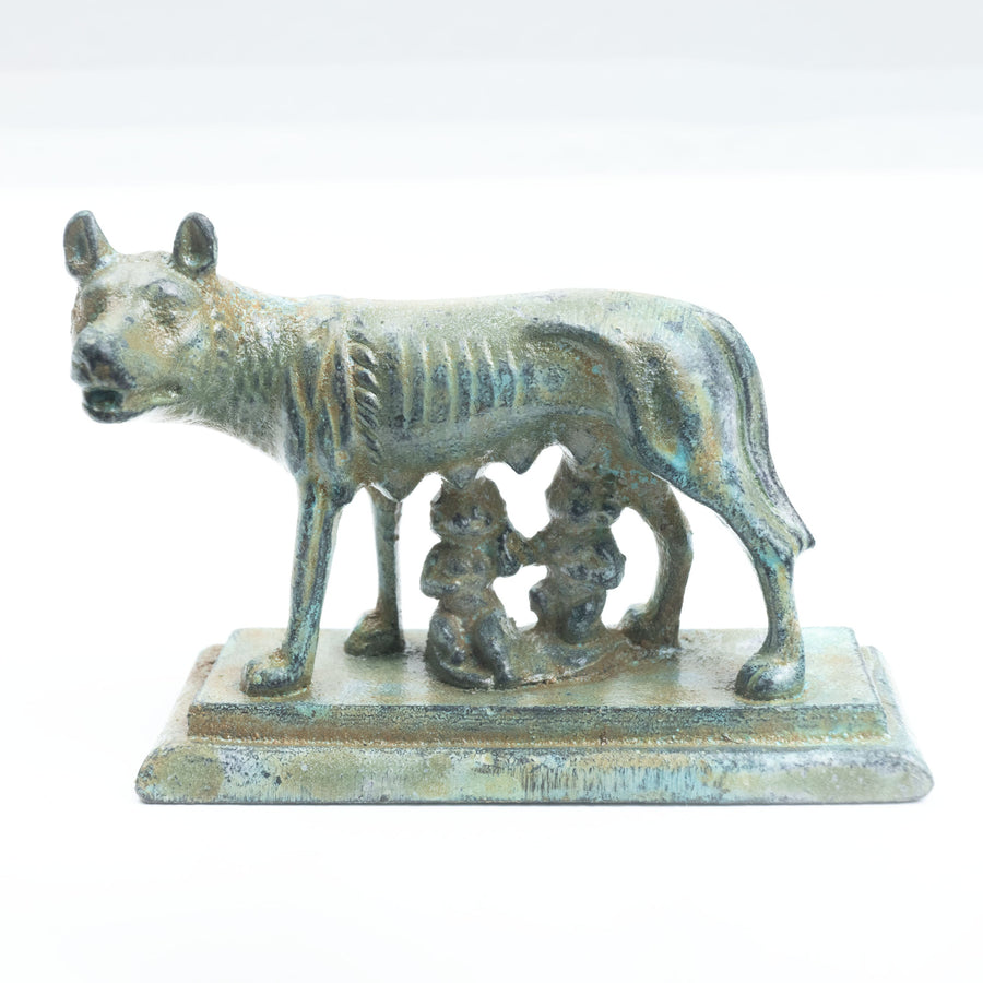 Kleine Römische Wölfin Figur (Bronze) – Kapitolinische Statue von Romulus