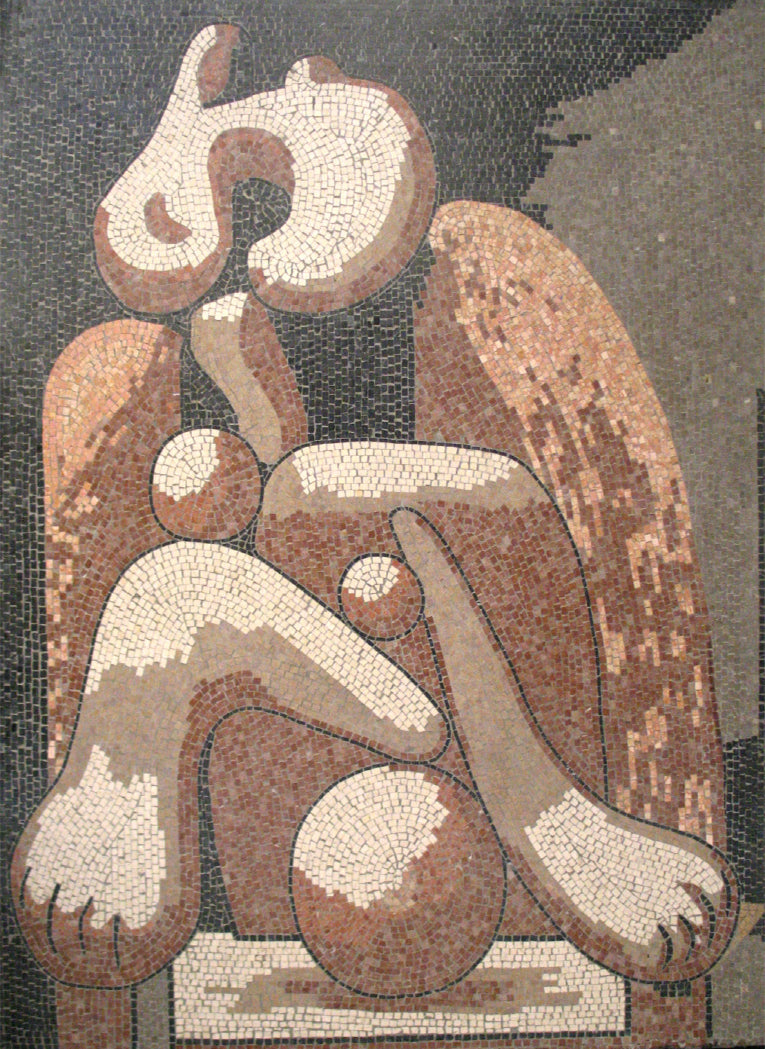 Frau im Roten Sessel Zeitgenössisches Marmor-Mosaik (Picasso)