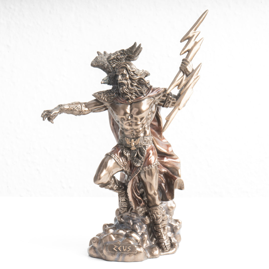Zeus Griechischer Gott Statue – König des Olymps (Bronzierte Skulptur aus Kunstharz)