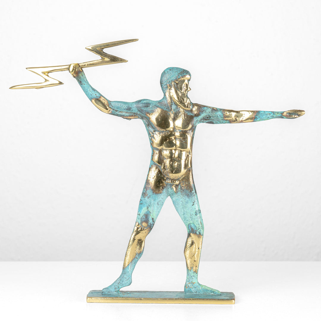 Zeus Statue — Griechischer Gott des Himmels mit Blitz (Messingskulptur)