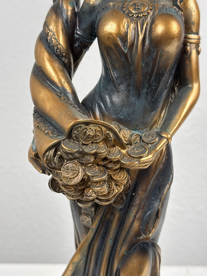 Lady Fortuna Statue – Griechische Göttin des Glücks (Patinierte Bronzefigur)