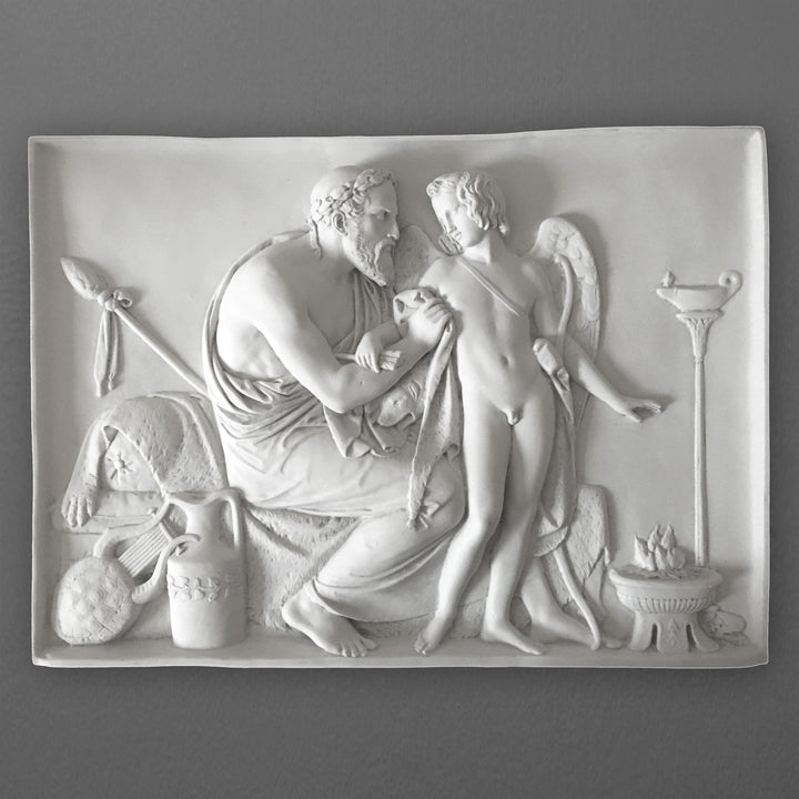 Relief Amor wird von Anakreon empfangen