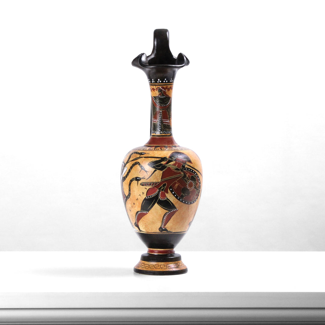 Antike griechische schwarzfigurige Vase mit Athena