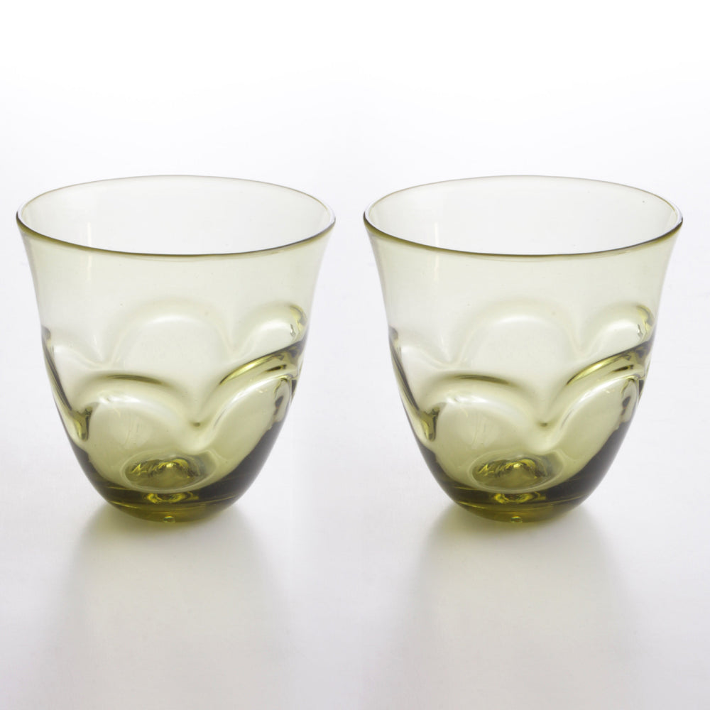 Antiker römischer Glasbecher mit Wellenrelief (Klein) im Set von 2