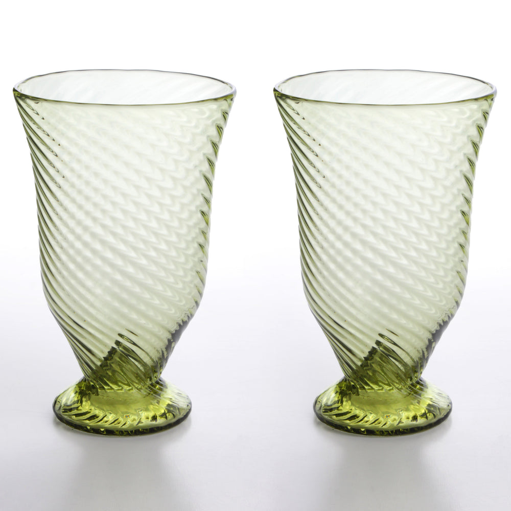 Römischer Glasbecher mit linearem Relief im Set von 2