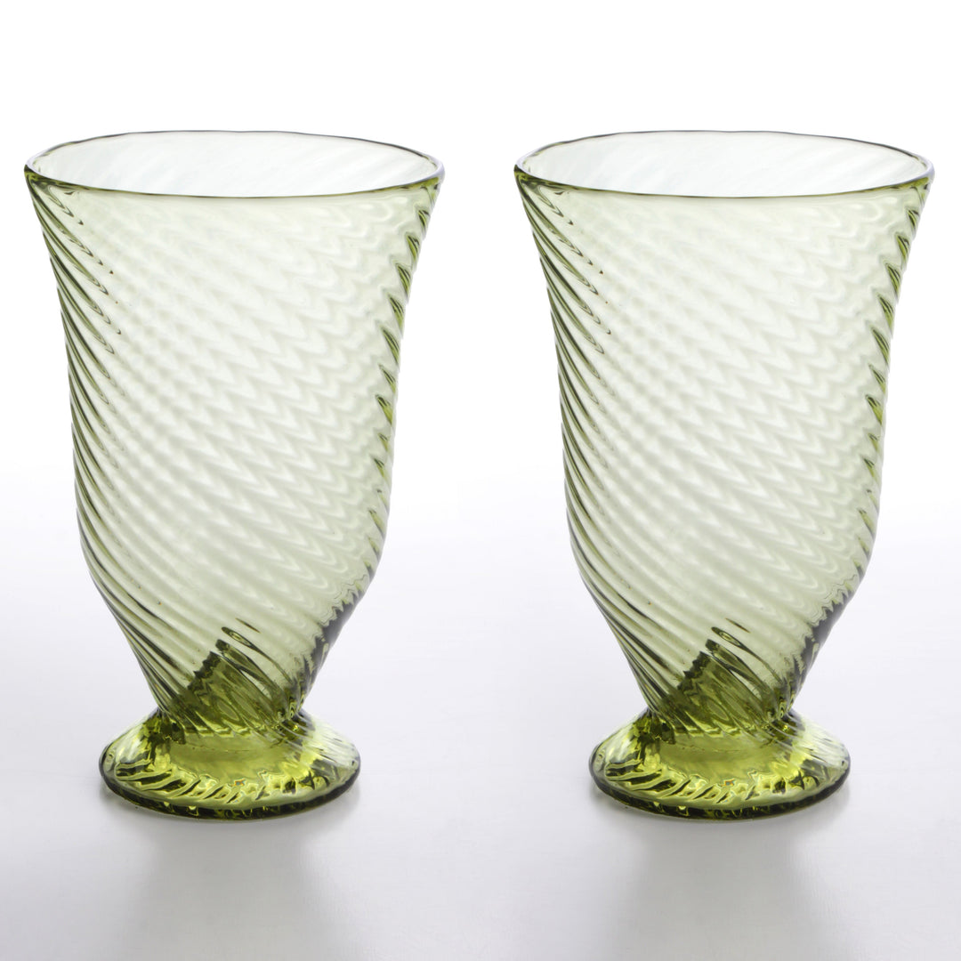 Römischer Glasbecher mit linearem Relief im Set von 2