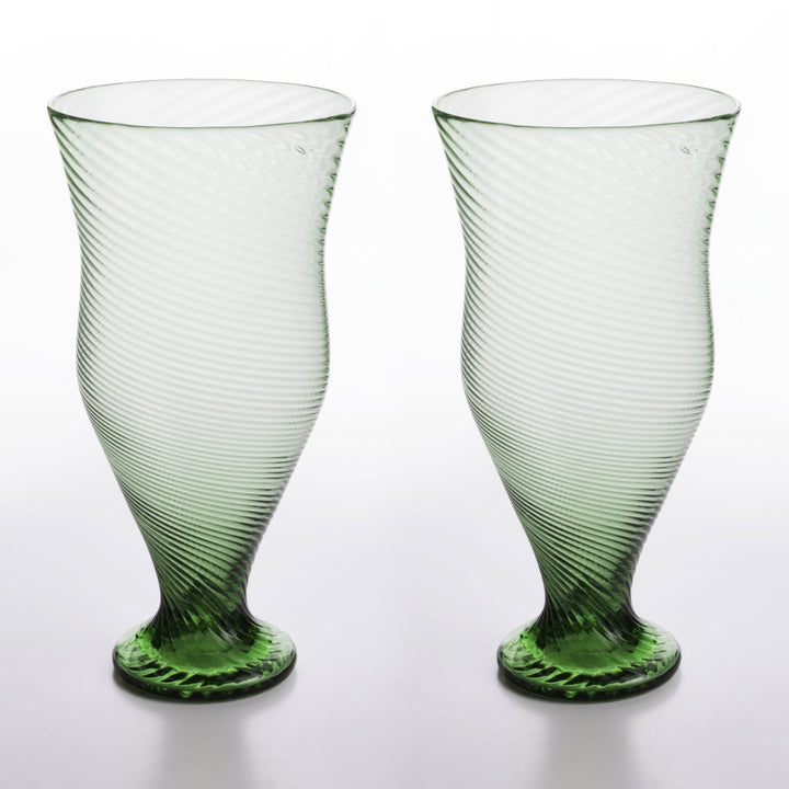 Römischer Glasbecher mit linearem Relief (Groß) im Set von 2