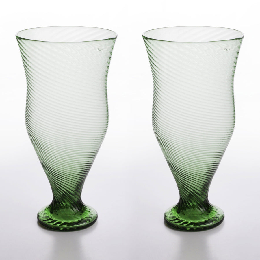 Römischer Glasbecher mit linearem Relief (Groß) im Set von 2