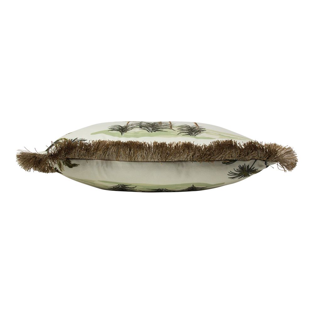 Samtkissen mit Palmenmotiv (Beige)