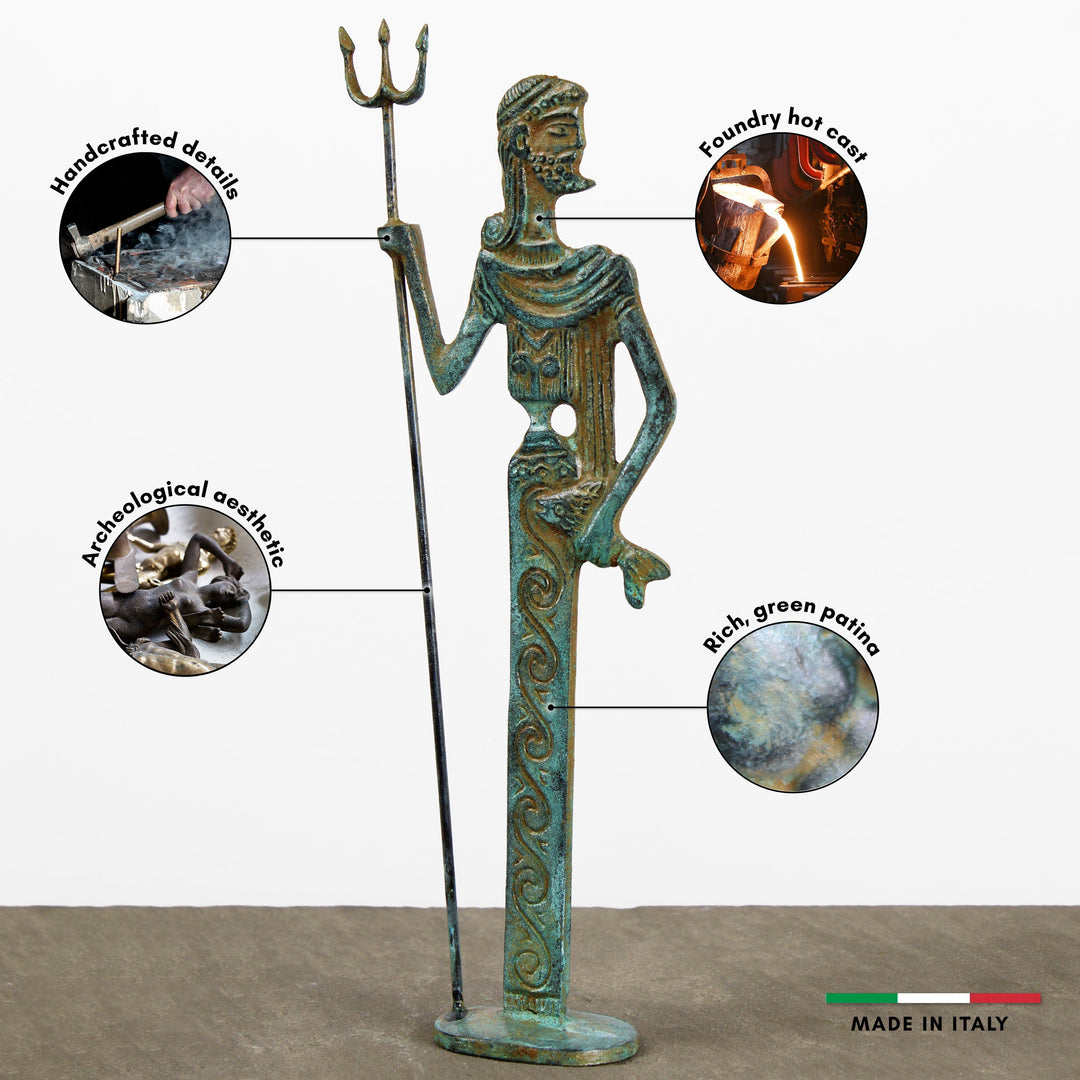 Poseidon Statue (Bronze, Klein) – Gott des Meeres