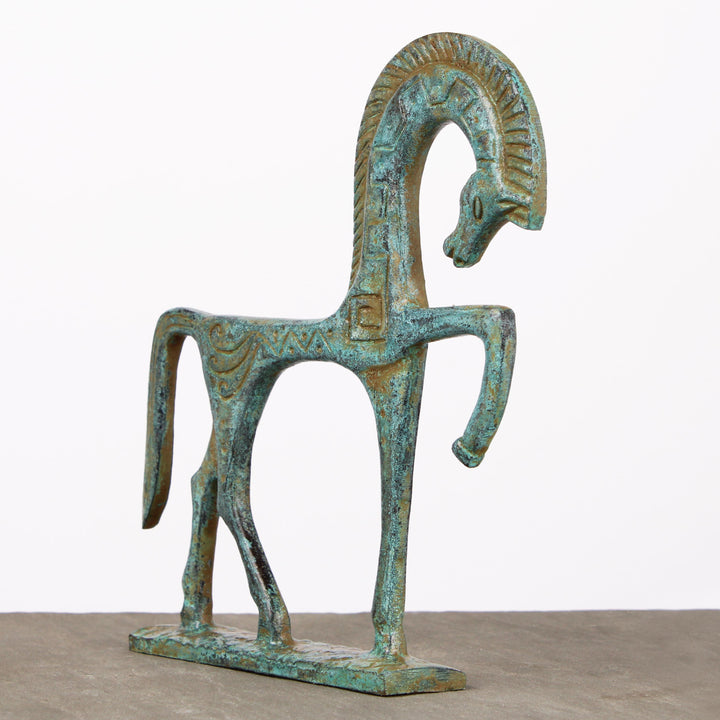 Griechisches Pferd Statue (Grün-Bronze, Klein)