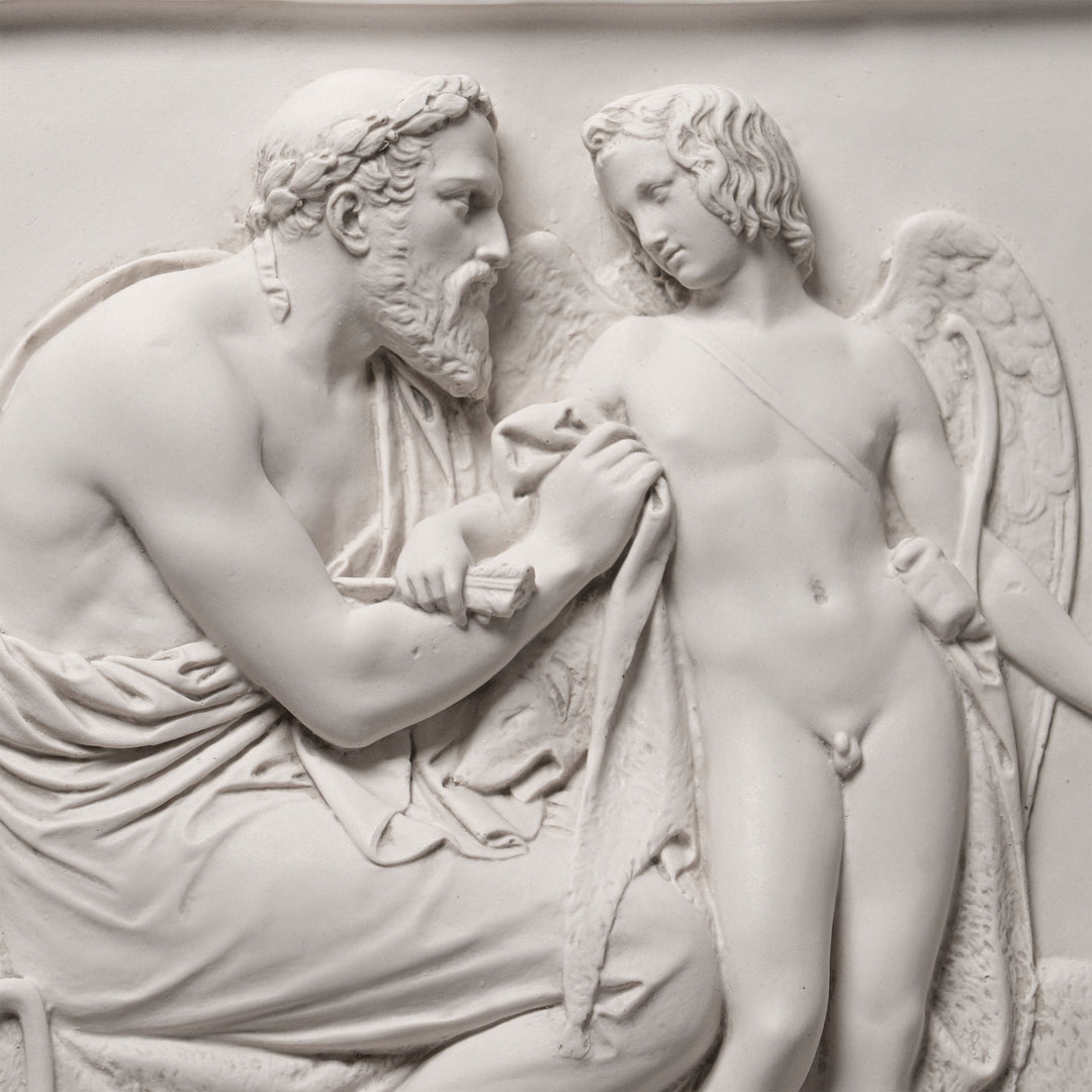 Relief Amor wird von Anakreon empfangen