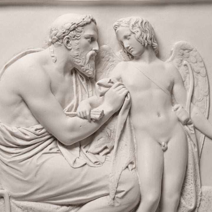 Relief Amor wird von Anakreon empfangen