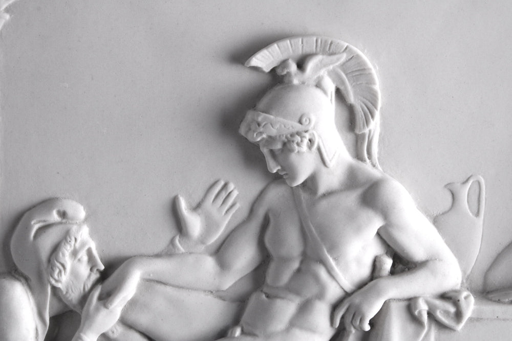 Relief Priamos bittet Achilles