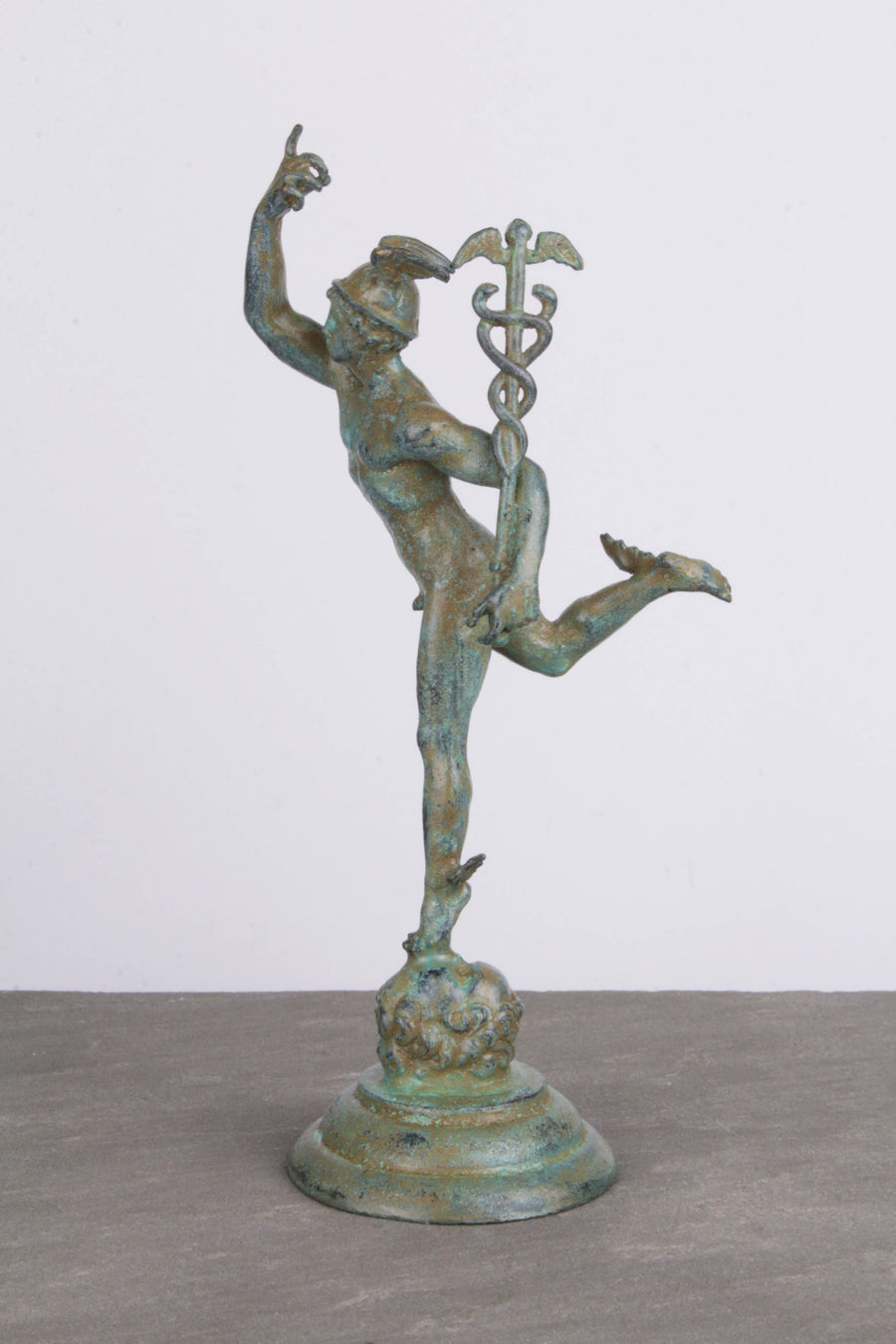 Giambologna Merkur Figur (Grüne Bronze)