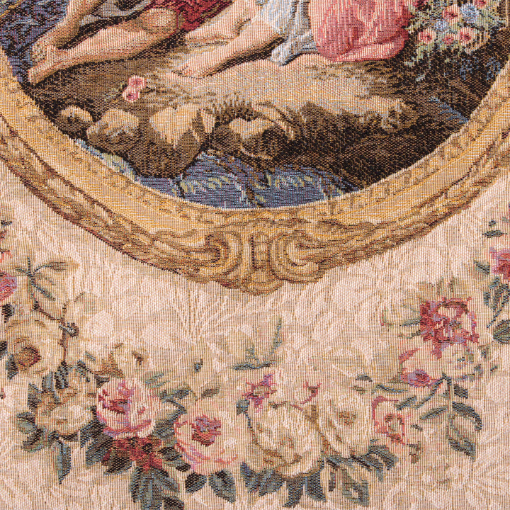 Sérénade – Gobelin Wandteppich (Jacquard gewebt) – Cremefarbener Hintergrund – Klein