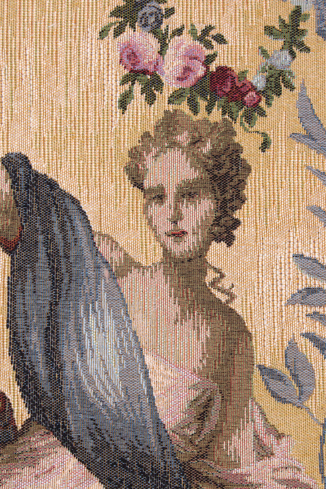 Dame mit Wappen – Gobelin Wandteppich (Jacquard gewebt)