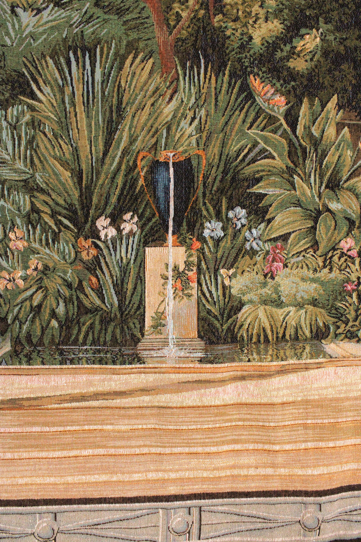 Grüner Gobelin Wandteppich – Malmaison Pflanzenmotiv (Jacquard gewebt)