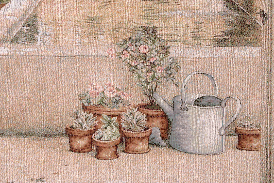 Beiger Gobelin Wandteppich – Landschaft der Provence (Jacquard gewebt)